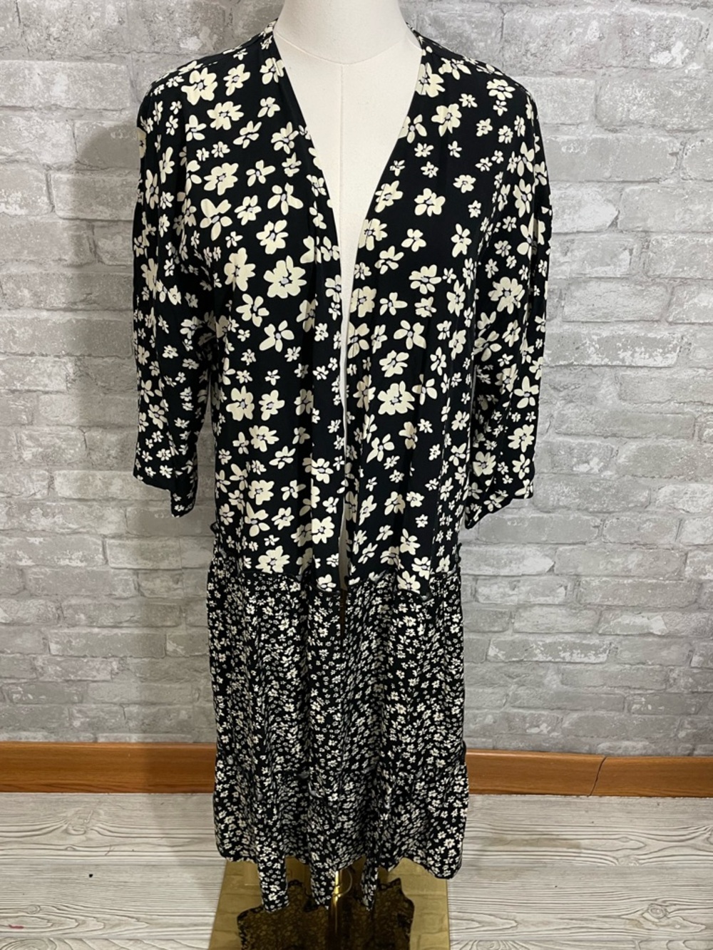 Maurices Black Daisy Tiered Kimono